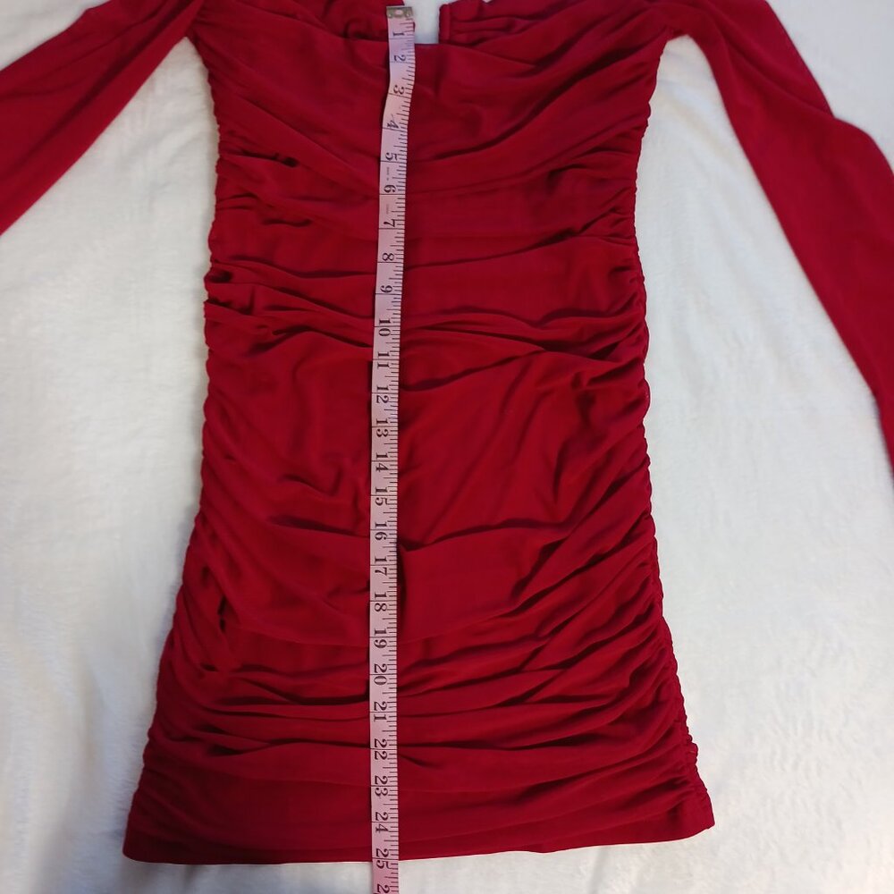 Hello Molly, Ruched, Dark Red, Long Sleeve, Special Occasion Dress, Size 8. - Picture 11 of 14